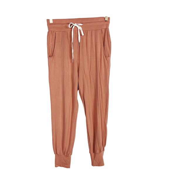 La Miel Poppy Drawstring Sweat Pants Lounge Medium M Pockets Lisle Stretch - Picture 1 of 10